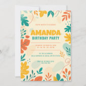 Feuille coloré Invitation de fête d'anniversaire (Devant)