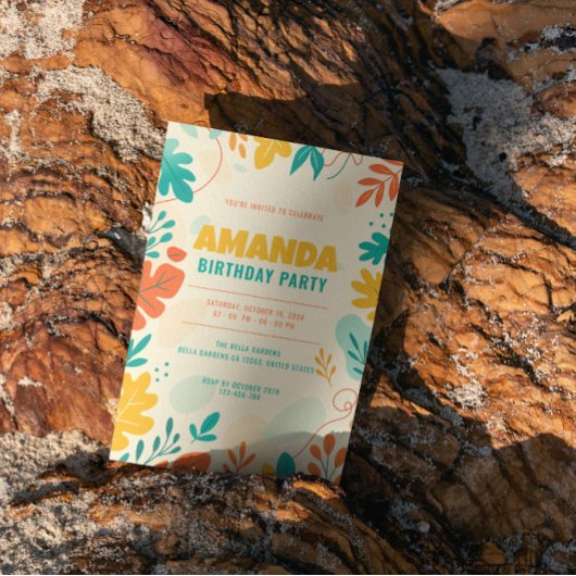 Feuille coloré Invitation de fête d'anniversaire