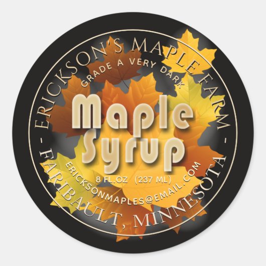 Feuille coloré sirop d'érable Étiquette personnali (Devant)