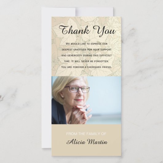Feuille commémoratif d'automne de Merci de (Devant)