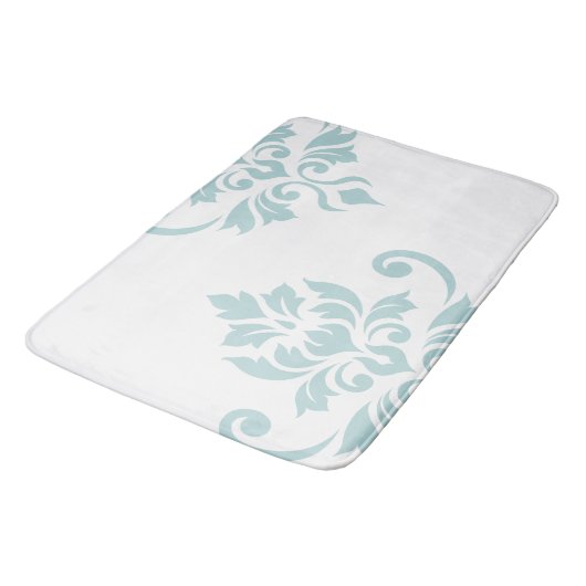 Feuille Damask Art I Duck Egg Blue op White Badmat (Gekanteld)