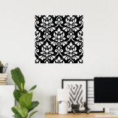 Feuille Damask Big Pattern White op Black Poster (Thuiskantoor)