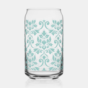 Feuille Damask Blauwgroen Grote Patroon Blikvorm Glas