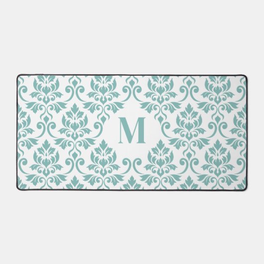 Feuille Damask Blauwgroen LG Pattern (Aangepast) Bureaumat (Voorkant)
