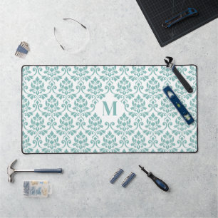 Feuille Damask Blauwgroen Pattern (Aangepast) Bureaumat