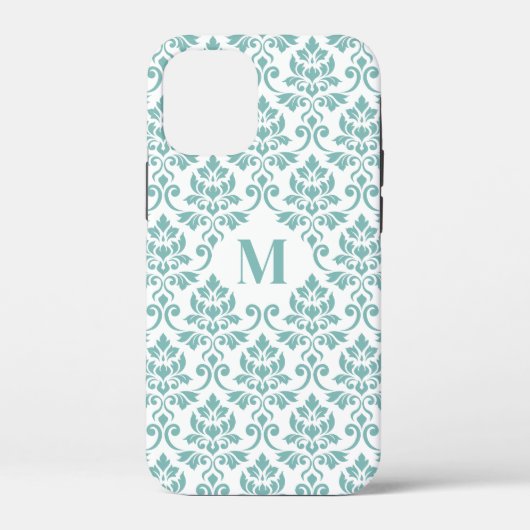 Feuille Damask Blauwgroen Pattern (Aangepast) Case-Mate iPhone Case (Achterkant)