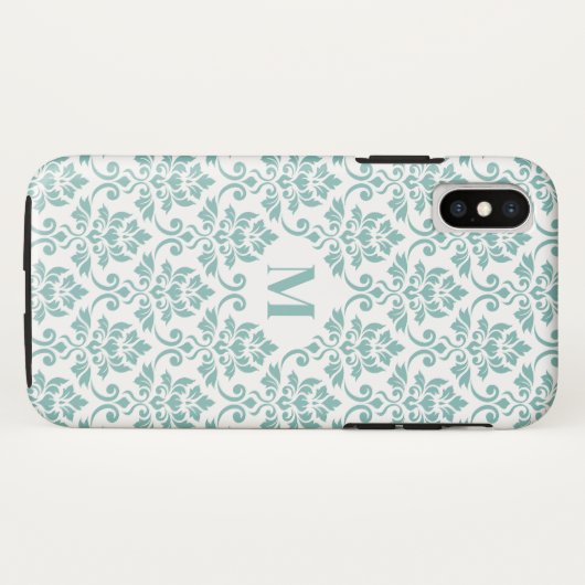 Feuille Damask Blauwgroen Pattern (Aangepast) Case-Mate iPhone Case (Achterkant (horizontaal))