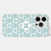 Feuille Damask Blauwgroen Pattern (Aangepast) Case-Mate iPhone Case (Achterkant (horizontaal))