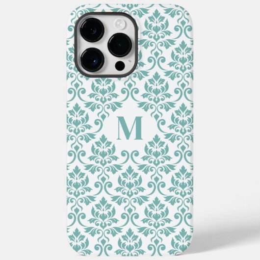 Feuille Damask Blauwgroen Pattern (Aangepast) Case-Mate iPhone Case (Achterkant)
