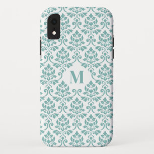 Feuille Damask Blauwgroen Pattern (Aangepast) iPhone XR Hoesje