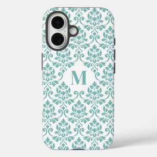 Feuille Damask Blauwgroen Pattern (Aangepast) iPhone 16 Hoesje