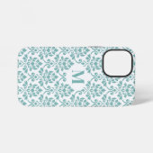 Feuille Damask Blauwgroen Pattern (Aangepast) iPhone Hoesje (Achterkant horizontaal)