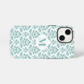 Feuille Damask Blauwgroen Pattern (Aangepast) iPhone Hoesje (Achterkant horizontaal)