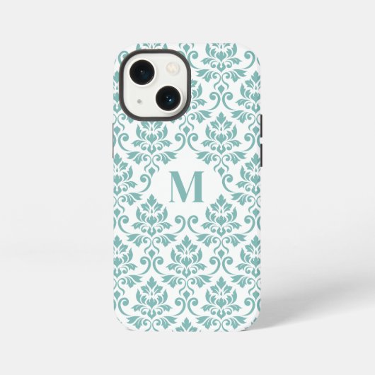 Feuille Damask Blauwgroen Pattern (Aangepast) iPhone Hoesje (Achterkant)