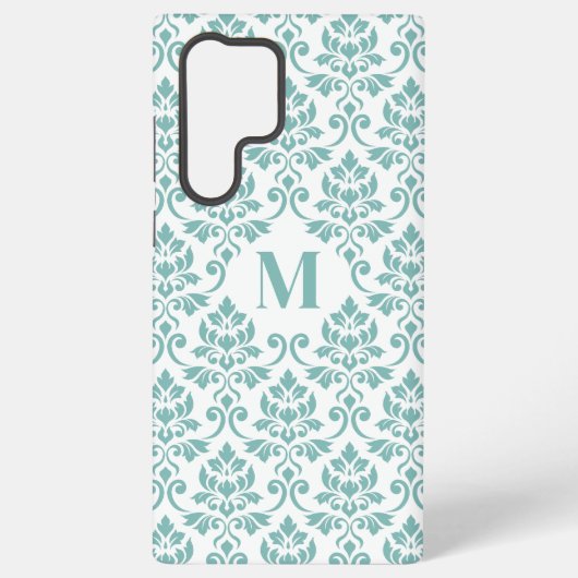 Feuille Damask Blauwgroen Pattern (Aangepast) Samsung Galaxy Hoesje (Achterkant)