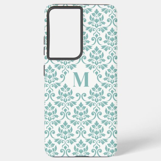 Feuille Damask Blauwgroen Pattern (Aangepast) Samsung Galaxy Hoesje (Achterkant)