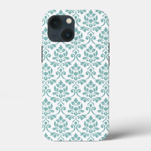 Feuille Damask Blauwgroen Pattern Case-Mate iPhone Case (Achterkant)