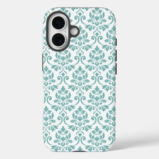 Feuille Damask Blauwgroen Pattern Case-Mate iPhone Case (Achterkant)