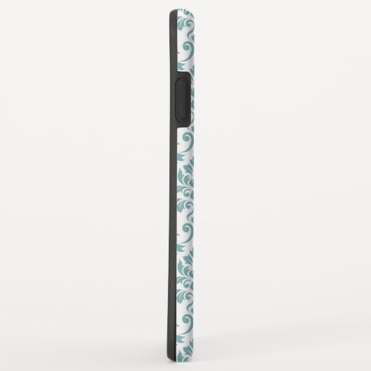 Feuille Damask Blauwgroen Pattern Case-Mate iPhone Case (Achterkant/rechts)