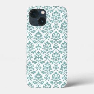 Feuille Damask Blauwgroen Pattern iPhone 13 Mini Hoesje