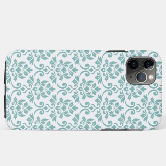 Feuille Damask Blauwgroen Pattern Case-Mate iPhone Case (Achterkant (horizontaal))