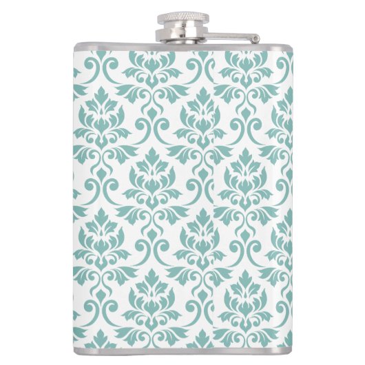 Feuille Damask Blauwgroen Pattern Heupfles (Achterkant)