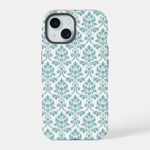 Feuille Damask Blauwgroen Pattern iPhone 15 Hoesje
