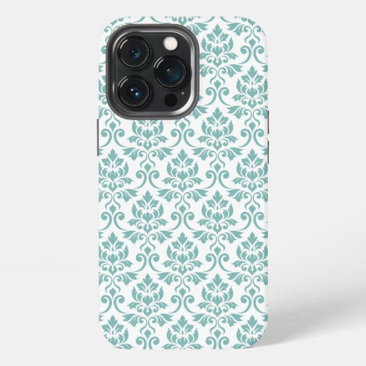 Feuille Damask Blauwgroen Pattern iPhone Hoesje (Achterkant)