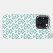 Feuille Damask Blauwgroen Pattern iPhone Hoesje (Achterkant horizontaal)