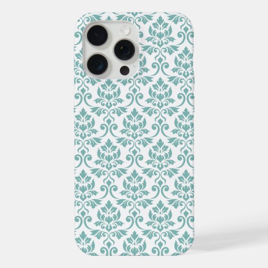 Feuille Damask Blauwgroen Pattern iPhone Hoesje (Achterkant)
