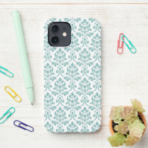 Feuille Damask Blauwgroen Pattern iPhone 12 Hoesje