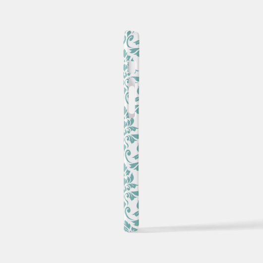 Feuille Damask Blauwgroen Pattern iPhone Hoesje (Linkerkant)