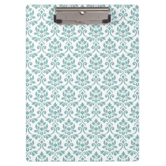 Feuille Damask Blauwgroen Pattern Klembord (Voorkant)