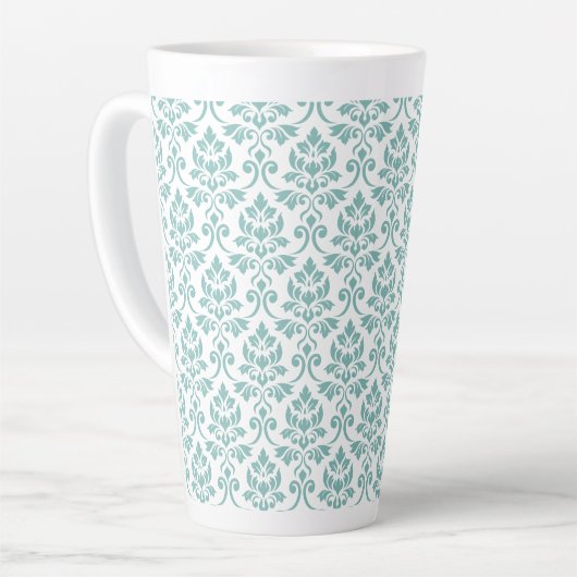 Feuille Damask Blauwgroen Pattern Latte Mok (Linkerhoek)
