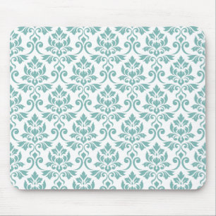 Feuille Damask Blauwgroen Pattern Muismat