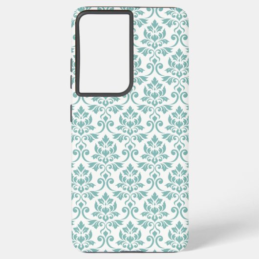 Feuille Damask Blauwgroen Pattern Samsung Galaxy Hoesje (Achterkant)
