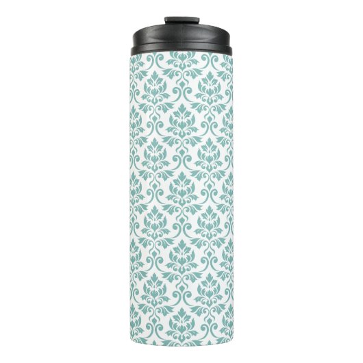Feuille Damask Blauwgroen Pattern Thermosbeker (Voorkant)