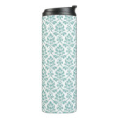 Feuille Damask Blauwgroen Pattern Thermosbeker (Gedraaid links)