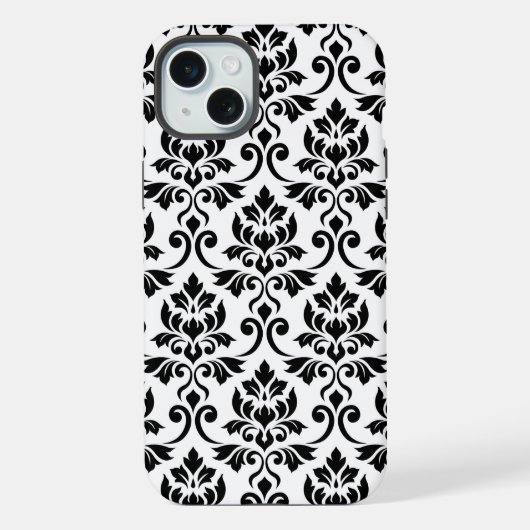 Feuille Damask Lg Motif noir sur blanc (Verso)