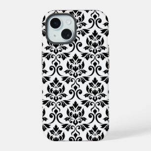 Feuille Damask Lg Motif noir sur blanc