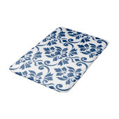 Feuille Damask LG Pattern Donkerblauw op Wit Badmat (Gekanteld)