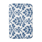 Feuille Damask LG Pattern Donkerblauw op Wit Badmat (Voorkant Verticaal)