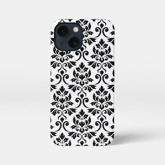 Feuille Damask LG Pattern Zwart op Wit iPhone Hoesje (Achterkant)