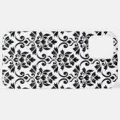 Feuille Damask LG Pattern Zwart op Wit iPhone Hoesje (Achterkant horizontaal)