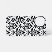 Feuille Damask LG Pattern Zwart op Wit iPhone Hoesje (Achterkant horizontaal)