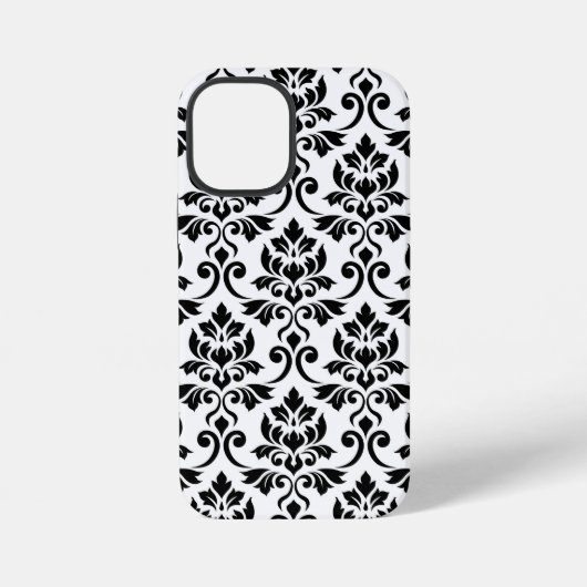Feuille Damask LG Pattern Zwart op Wit iPhone Hoesje (Achterkant)