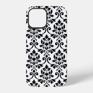 Feuille Damask LG Pattern Zwart op Wit iPhone 12 Hoesje