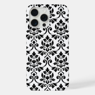Feuille Damask LG Pattern Zwart op Wit iPhone 15 Pro Max Hoesje