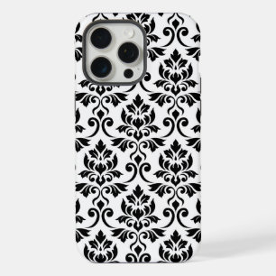 Feuille Damask LG Pattern Zwart op Wit iPhone 15 Pro Max Hoesje