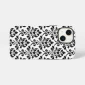 Feuille Damask LG Pattern Zwart op Wit iPhone Hoesje (Achterkant horizontaal)